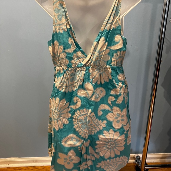 Women’s Large Old Navy Teal & White Floral Dress - Picture 4 of 5